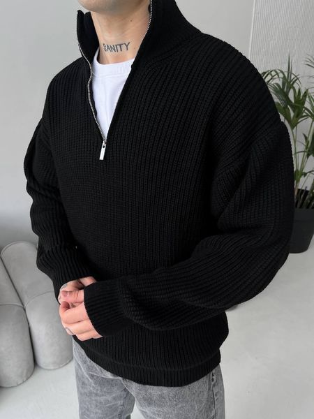 Мужской oversize свитер в черном цвете mr110 фото