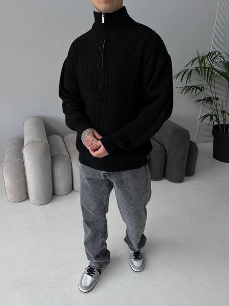 Мужской oversize свитер в черном цвете mr110 фото