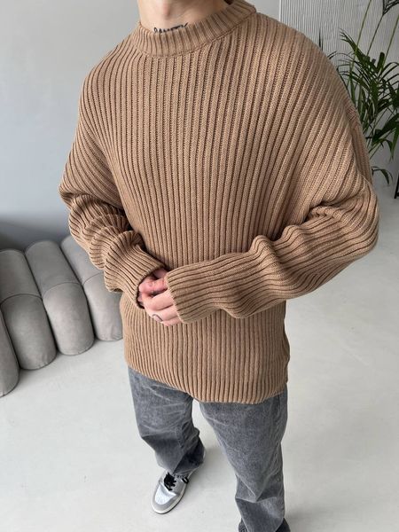 Мужской oversize свитер в коричневом цвете mr106 фото
