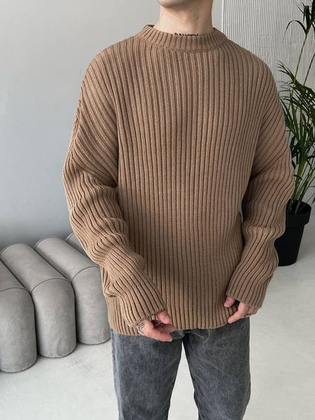 Мужской oversize свитер в коричневом цвете mr106 фото
