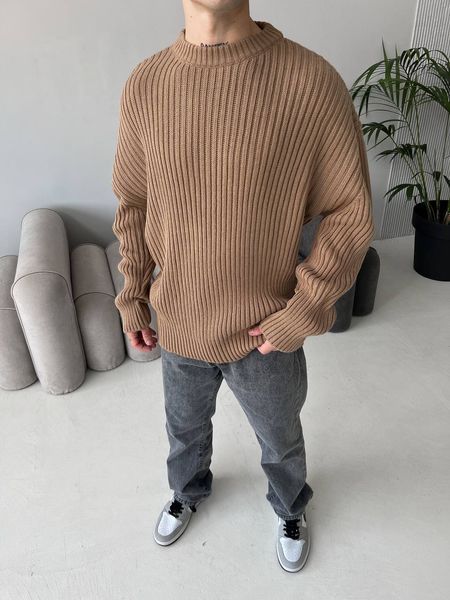 Мужской oversize свитер в коричневом цвете mr106 фото