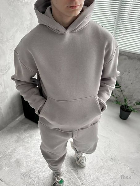 Мужской oversize костюм худи+брюки в сером цвете fhs3 фото