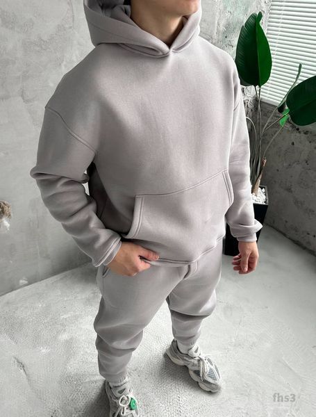 Мужской oversize костюм худи+брюки в сером цвете fhs3 фото