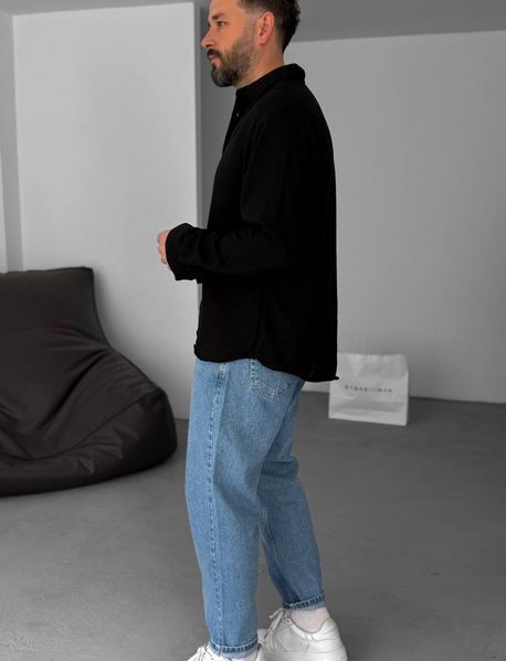 Мужская oversize рубашка в черном цвете rs904 фото