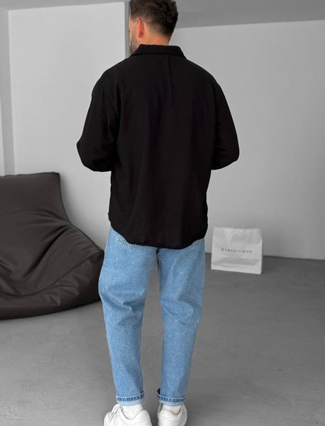 Мужская oversize рубашка в черном цвете rs904 фото