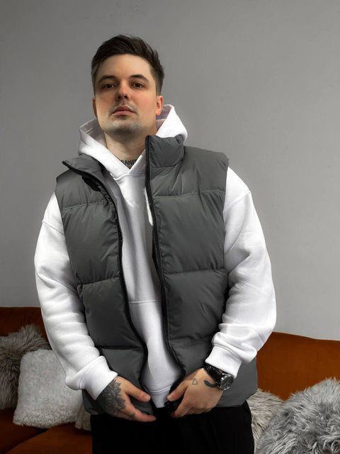 Чоловіча oversize жилетка у сірому кольорі jl11 фото