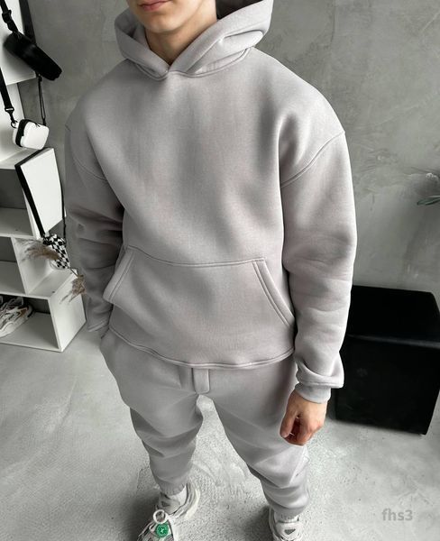 Мужской oversize костюм худи+брюки в сером цвете fhs3 фото