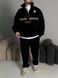 Чоловічий oversize костюм світшот+штани з принтом у чорному кольорі kos57 фото 1
