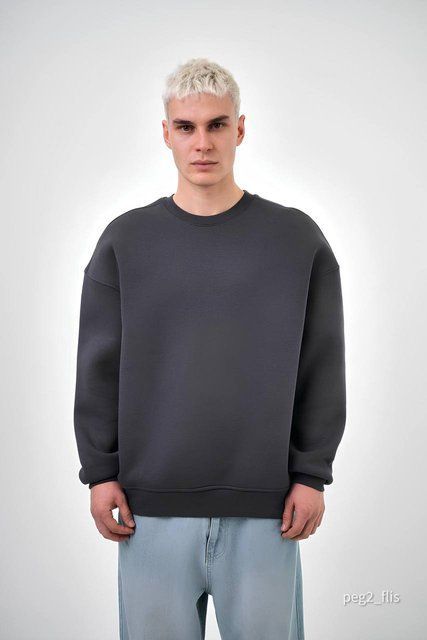 Чоловічий oversize світшот у графітовому кольорі peg2_flis фото