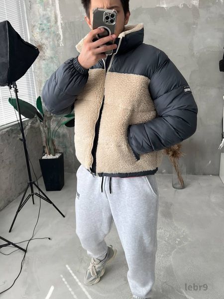 Мужская зимняя oversize куртка в бежевом цвете lebr9 фото