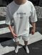 Чоловічий oversize костюм футболка + шорти у білому кольорі нф854 фото 4