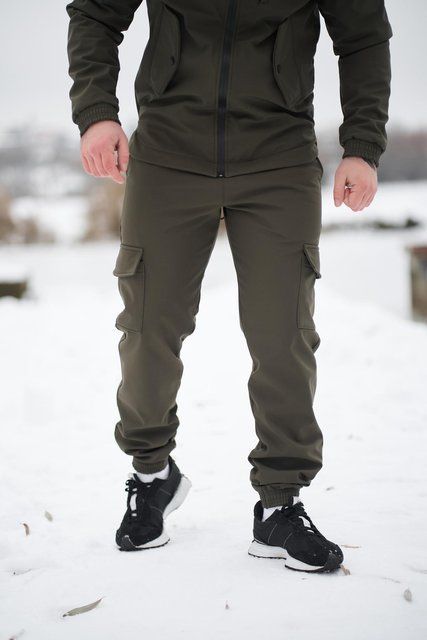 Мужские утепленные брюки Softshell в цвете хаки 1589541281 фото