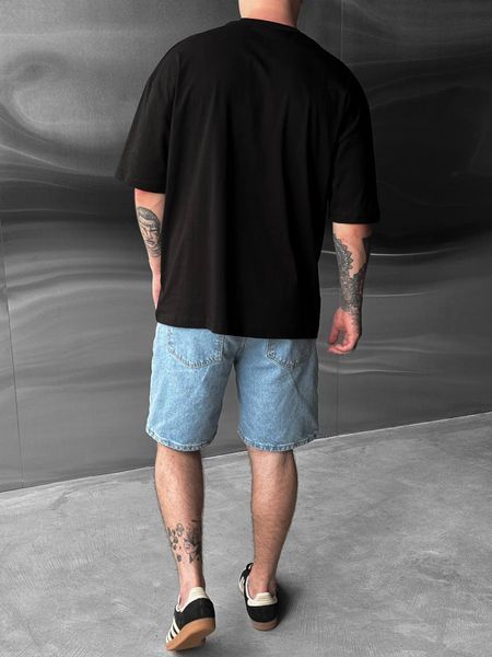 Мужская oversize футболка с принтом в черном цвете pm288 фото