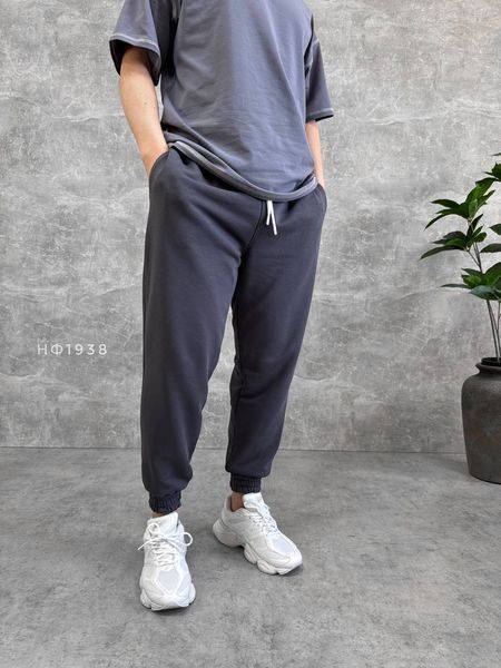 Чоловічі oversize спортивні штани у графітовому кольорі нф1938 фото