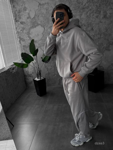 Мужской oversize спортивный костюм в сером цвете dzas3n фото