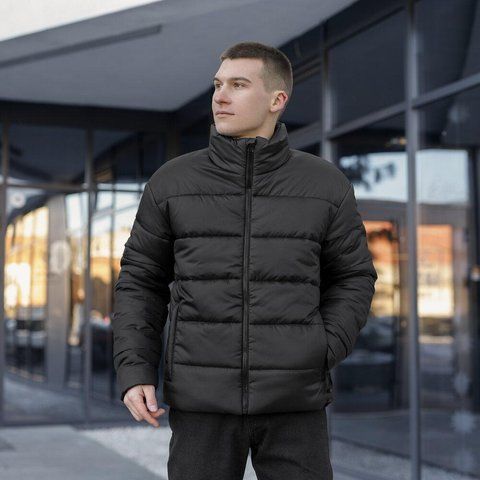 Чоловіча базова зимова куртка у чорному кольорі owku2686ba фото
