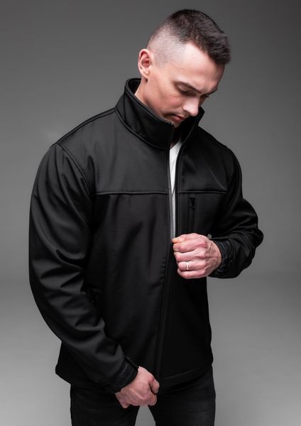 Мужская куртка на флисе Soft shell в черном цвете 2225bl фото