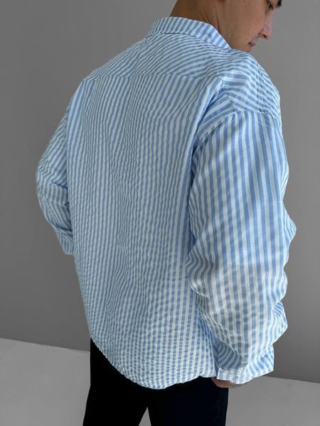 Мужская oversize рубашка в голубом цвете оh902 фото