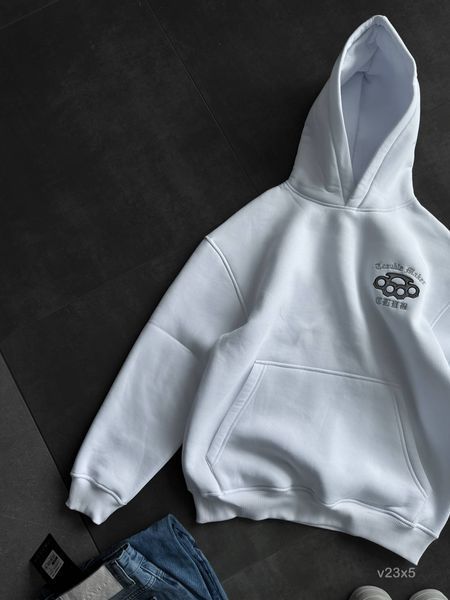 Чоловіче oversize худі у білому кольорі v23x5 фото