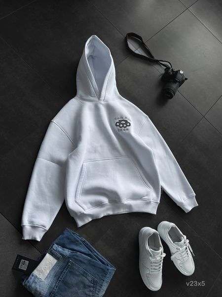 Чоловіче oversize худі у білому кольорі v23x5 фото