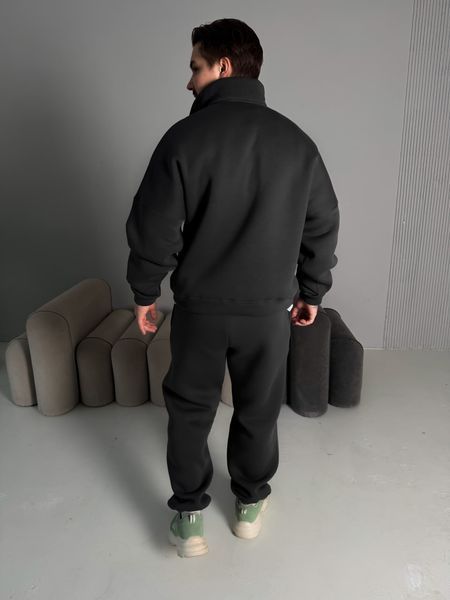 Мужской oversize костюм свитшот+брюки с принтом в графитовом цвете kos58 фото
