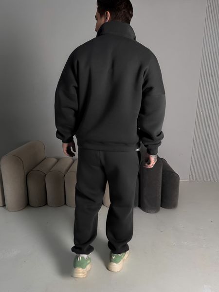 Чоловічий oversize костюм з принтом у графітовому кольорі kos69 фото
