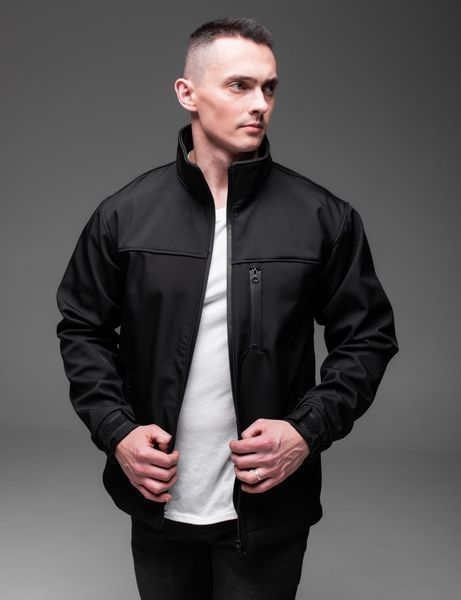 Мужская куртка на флисе Soft shell в черном цвете 2225bl фото