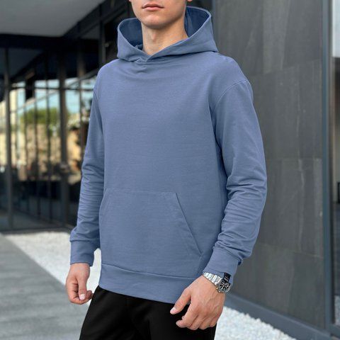Мужское oversize худи в голубом цвете blhu2745lbb фото