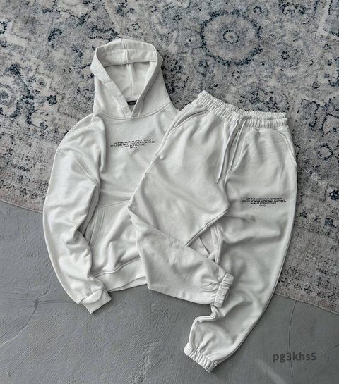 Чоловічий спортивний костюм худі+штани у білому кольорі pg3khs5 фото
