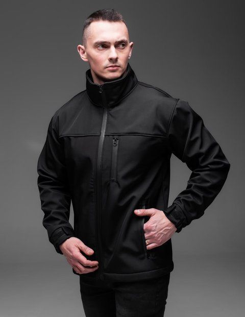 Мужская куртка на флисе Soft shell в черном цвете 2225bl фото