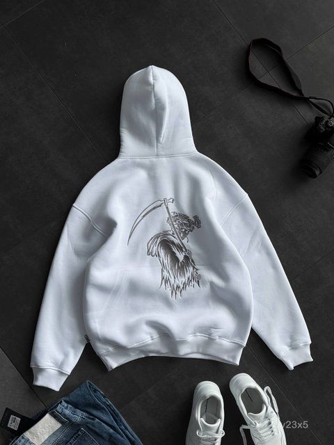 Чоловіче oversize худі у білому кольорі v23x5 фото