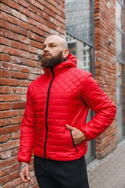 Чоловіча куртка з капюшоном у червоному кольорі d0007red фото
