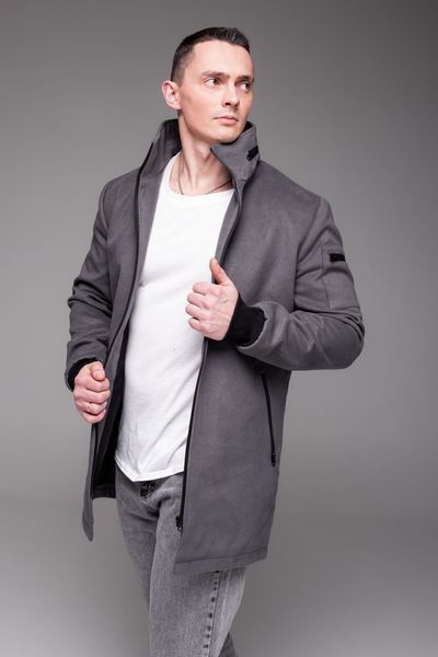 Мужская куртка из кашемира в сером цвете 2219gr фото