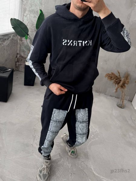 Мужской oversize костюм с принтом в графитовом цвете p23fhs2 фото