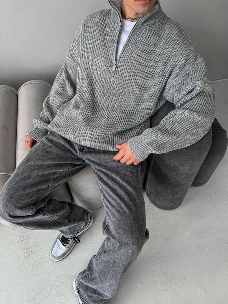 Мужской oversize свитер в сером цвете mr109 фото