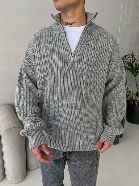 Мужской oversize свитер в сером цвете mr109 фото