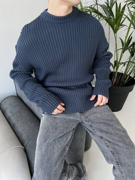 Мужской oversize свитер в темно-синем цвете mr107 фото