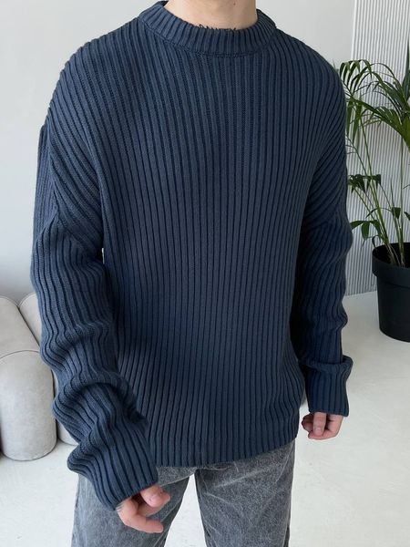 Мужской oversize свитер в темно-синем цвете mr107 фото