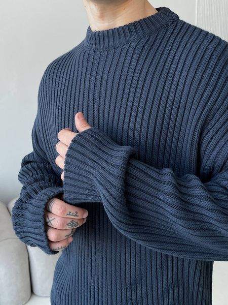 Мужской oversize свитер в темно-синем цвете mr107 фото