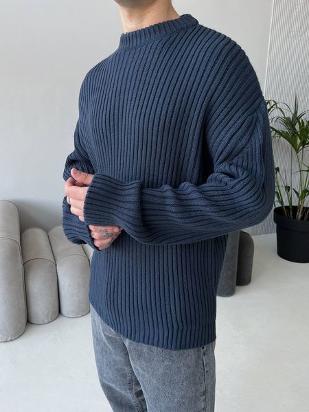 Мужской oversize свитер в темно-синем цвете mr107 фото
