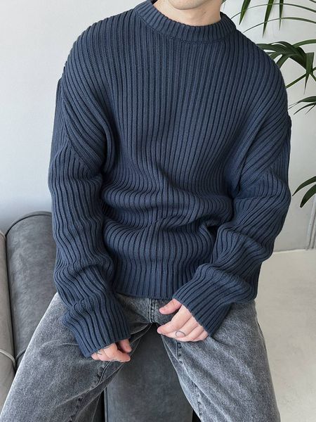 Мужской oversize свитер в темно-синем цвете mr107 фото