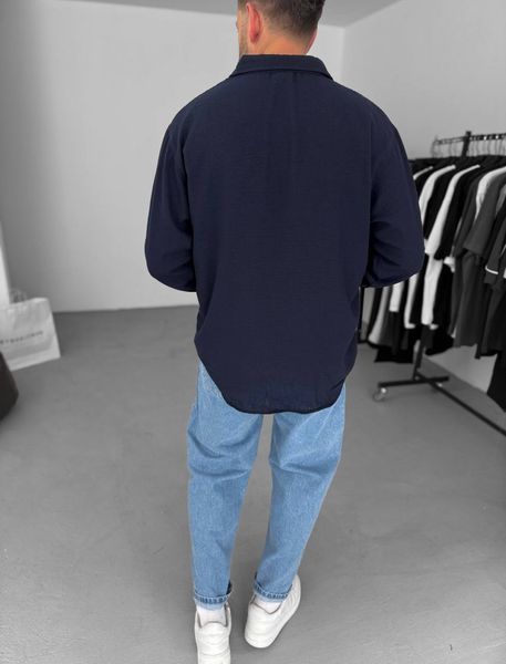 Мужская oversize рубашка в темно-синем цвете rs905 фото