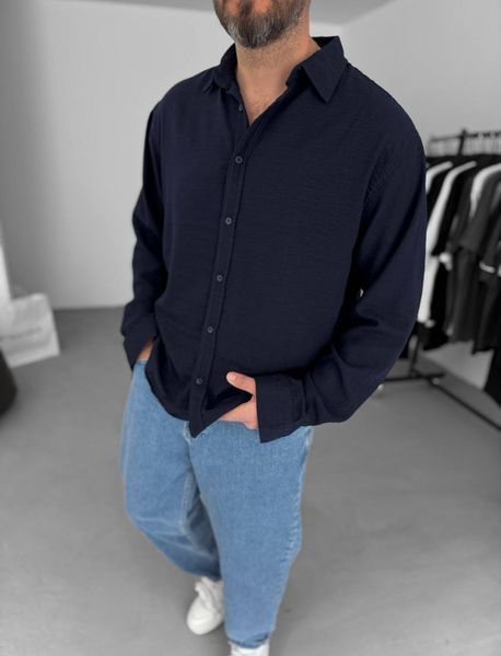 Мужская oversize рубашка в темно-синем цвете rs905 фото