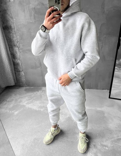 Мужской oversize костюм худи+брюки в светло-сером цвете fhs4 фото