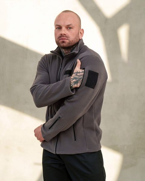 Мужская флисовая кофта без капюшона в графитовом цвете m0018hr фото