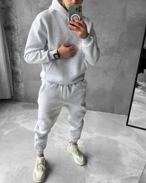 Мужской oversize костюм худи+брюки в светло-сером цвете fhs4 фото