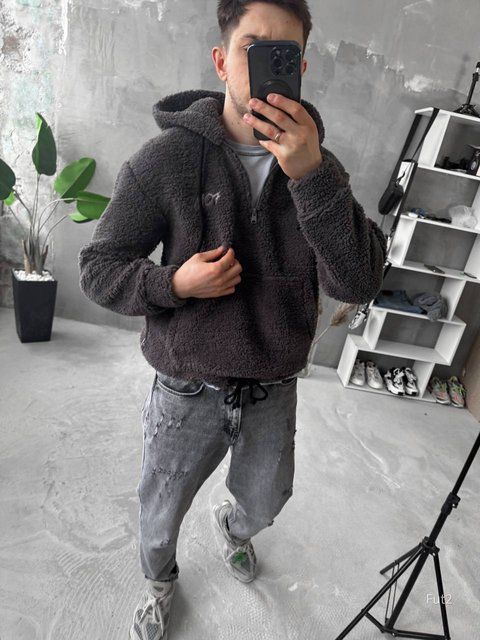 Чоловіче oversize худі у графітовому кольорі fut2n фото