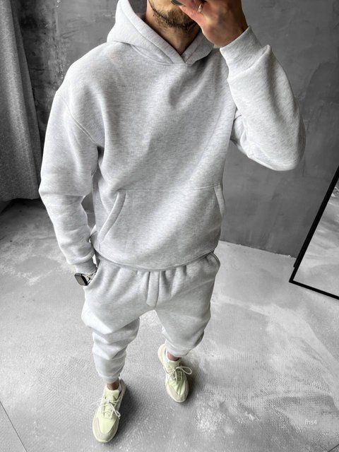Мужской oversize костюм худи+брюки в светло-сером цвете fhs4 фото