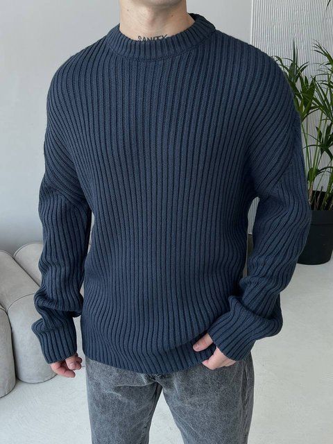 Мужской oversize свитер в темно-синем цвете mr107 фото
