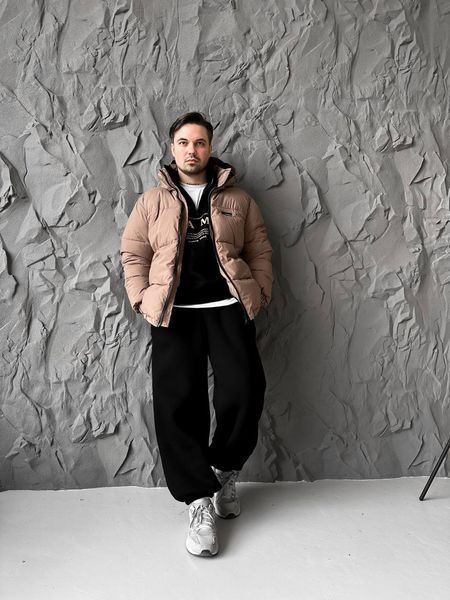 Мужская зимняя oversize куртка в коричневом цвете dp19 фото